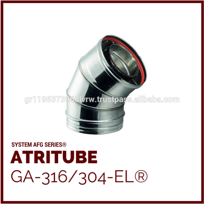 AFG - Double Wall Stainless Steel Straight Seam Elbow Pipe Tube for Gas / Boilers / Fireplaces ATRITUBE GA-316|304-EL CE