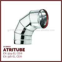 EX - Single Wall Stainless Steel Chimney Elbow Flue Pipe Tube ATRITUBE EX-304/316-EL/SR CE